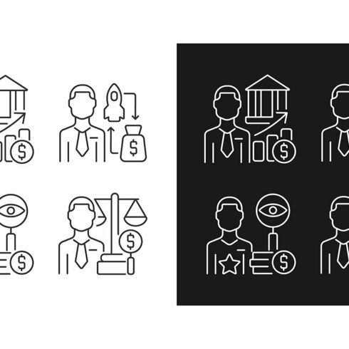 Finance investment jobs linear icons cover image.