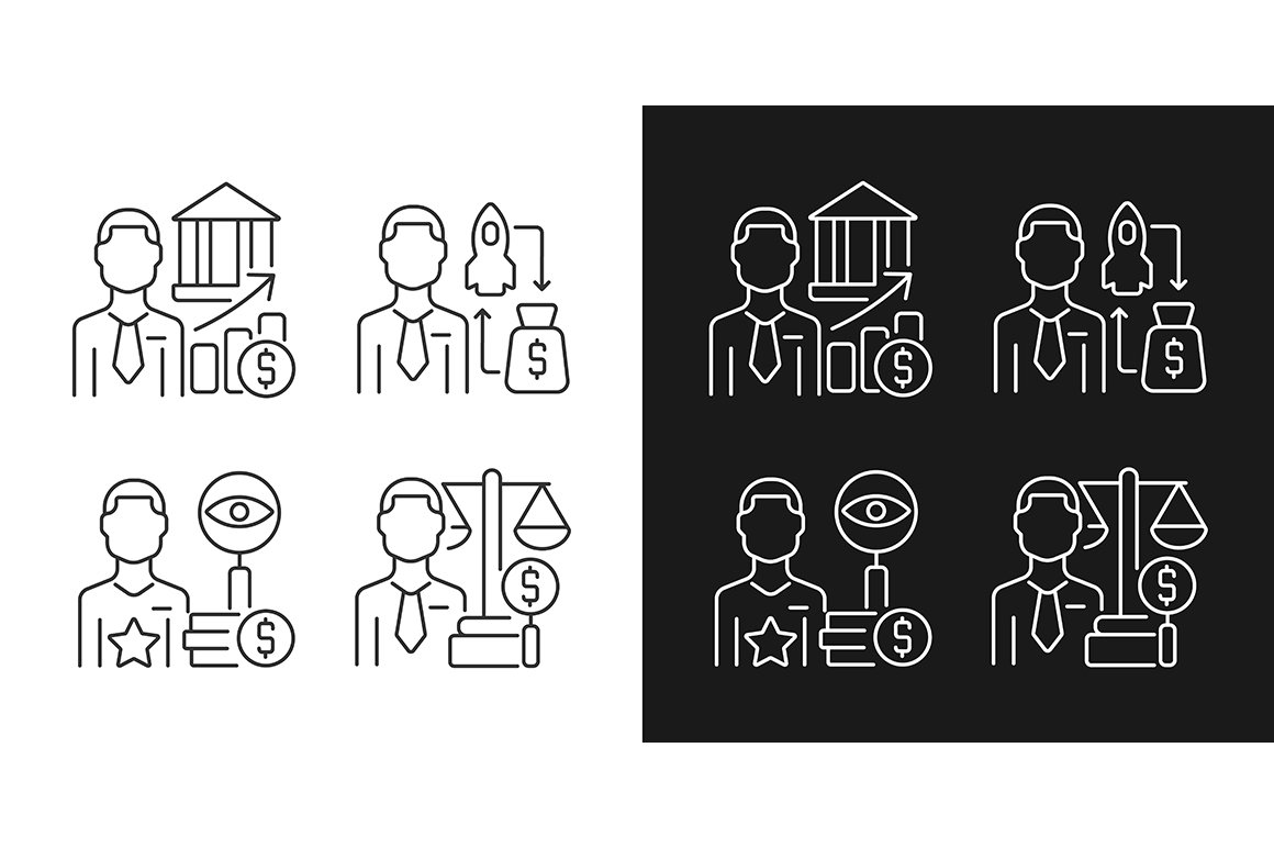 Finance investment jobs linear icons cover image.