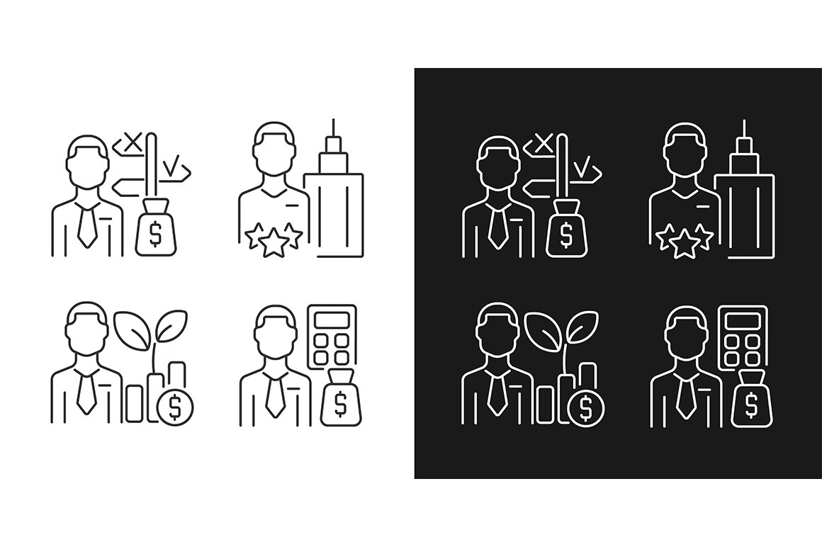 Financial field experts linear icons cover image.