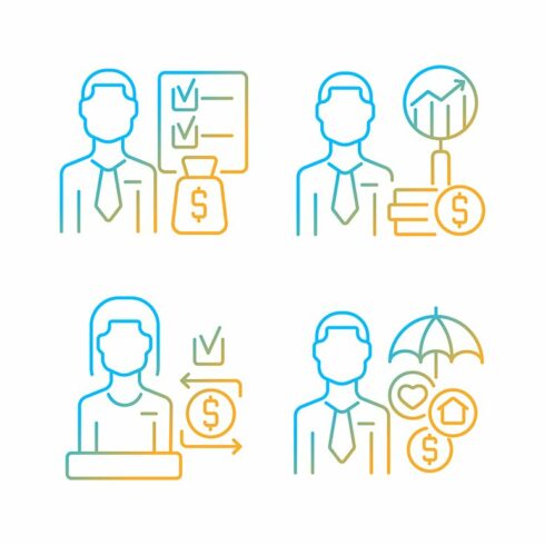 Finance consulting gradient icons cover image.