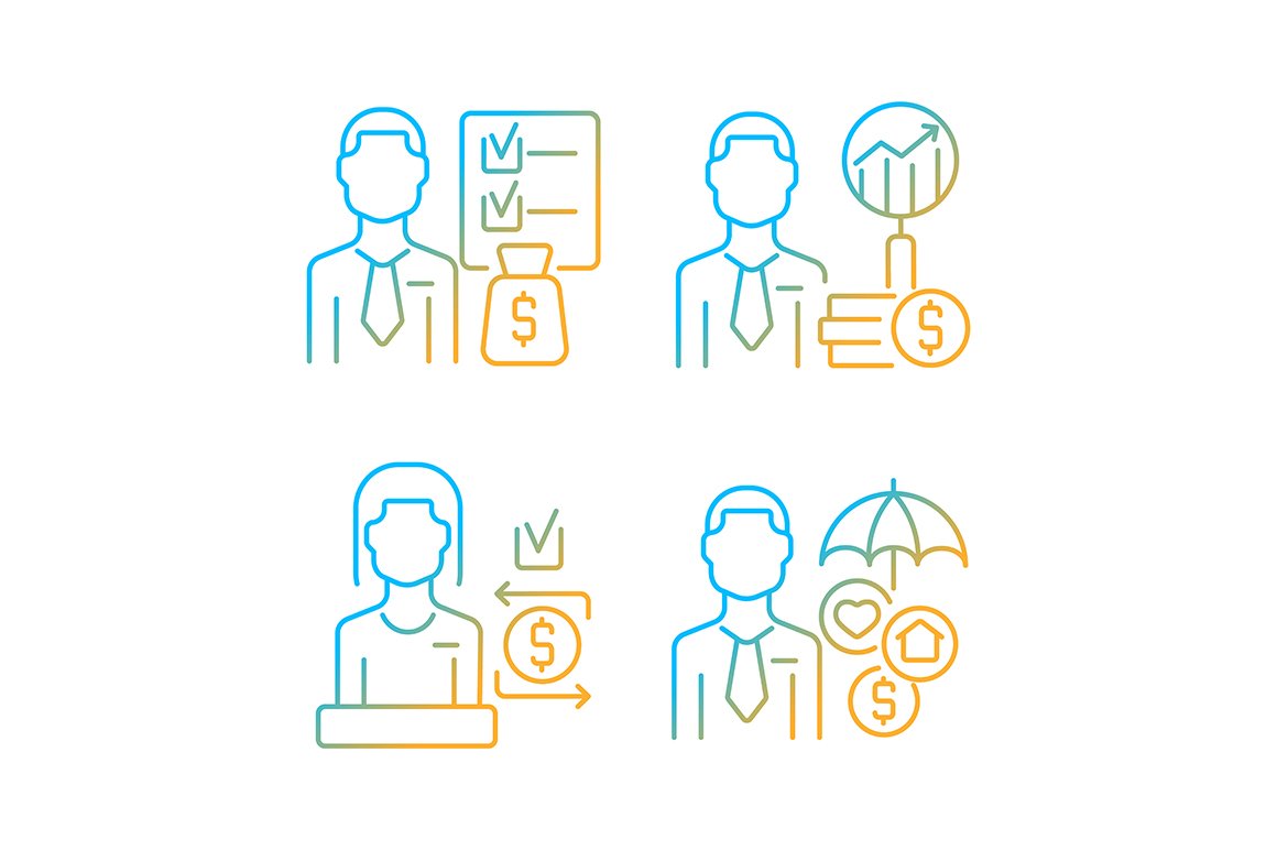 Finance consulting gradient icons cover image.