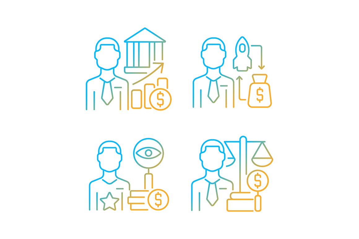 Finance investment jobs icons set cover image.