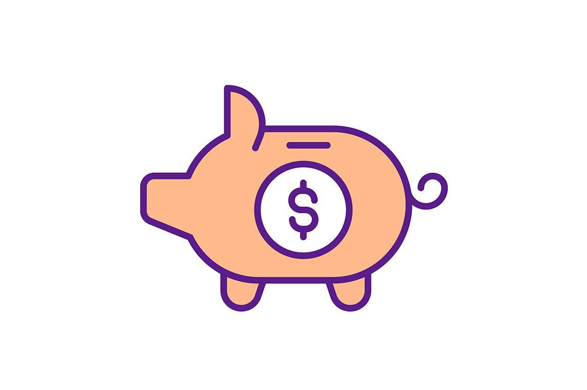 Piggy bank RGB color icon cover image.
