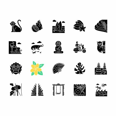 Indonesia glyph icons set cover image.