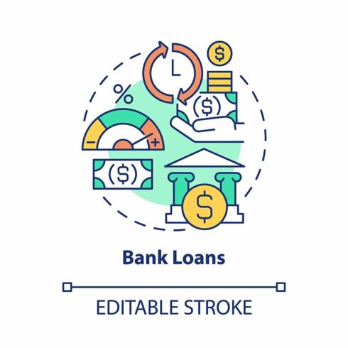 Bank loans concept icon cover image.