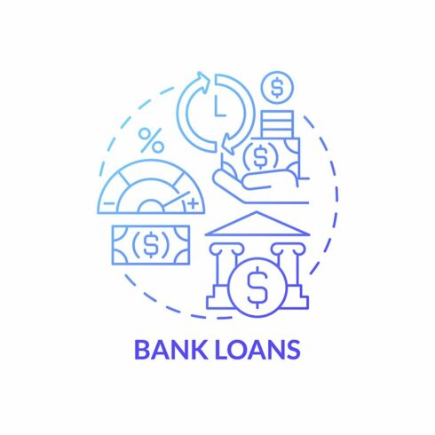 Bank loans for startup concept icon cover image.