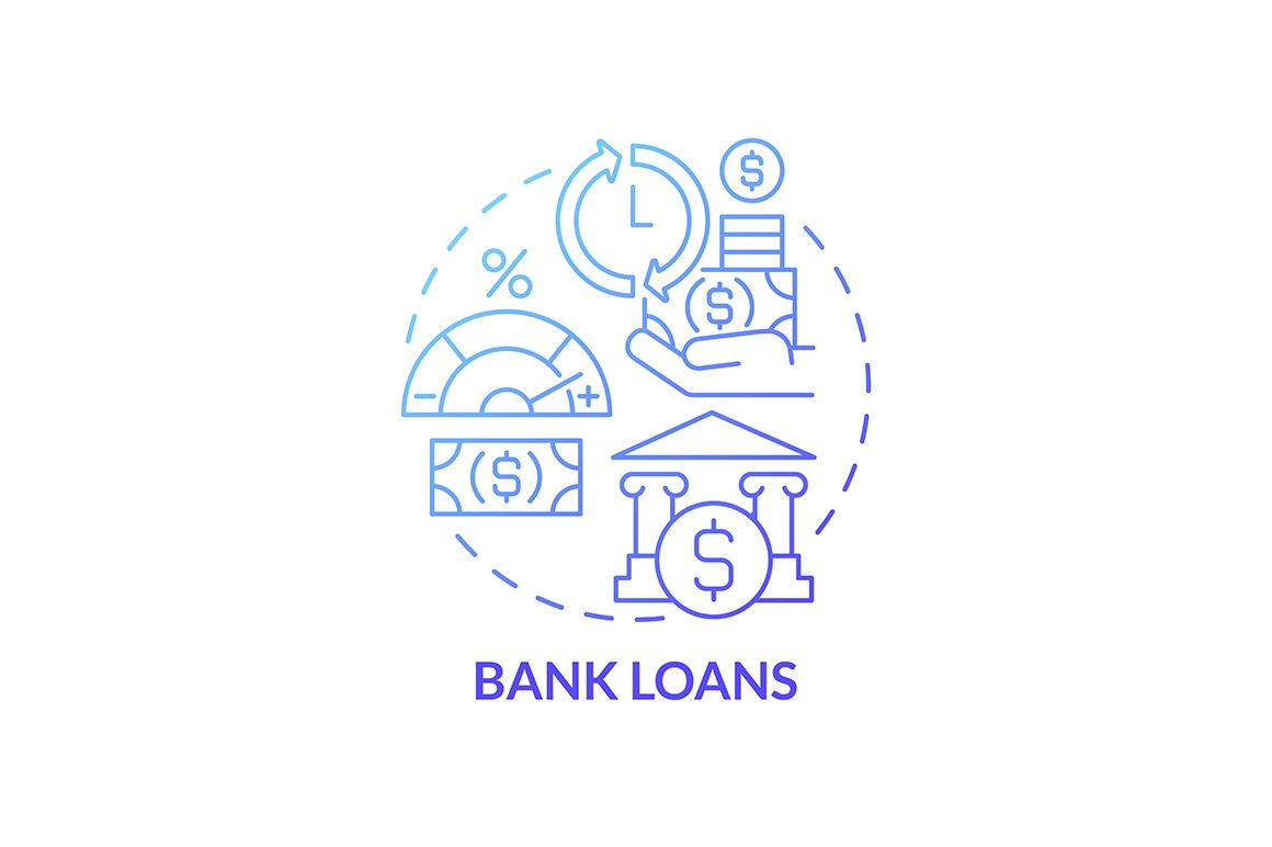 Bank loans for startup concept icon cover image.