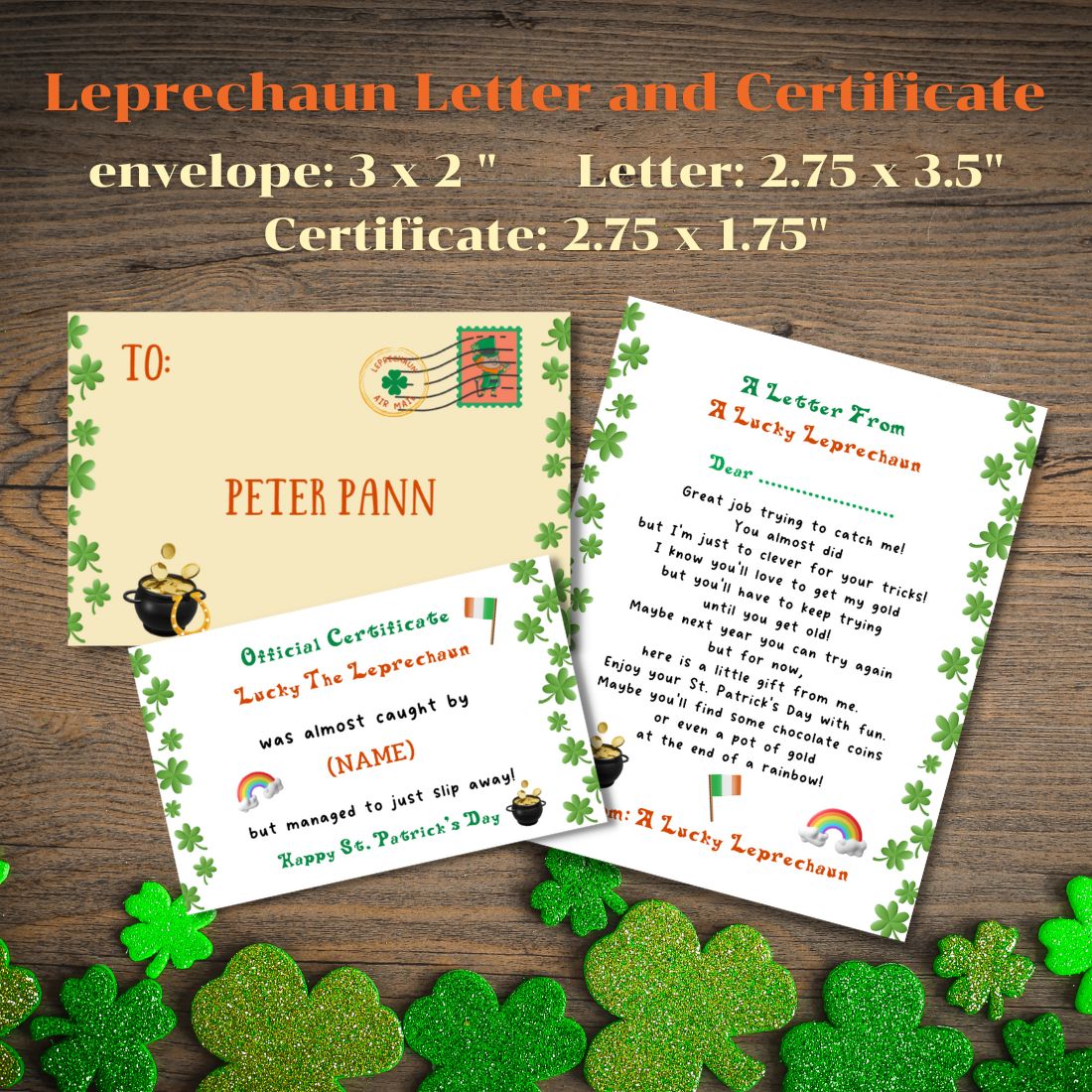 Customizable Leprechaun Letter & Leprechaun Trap Certificate preview image.