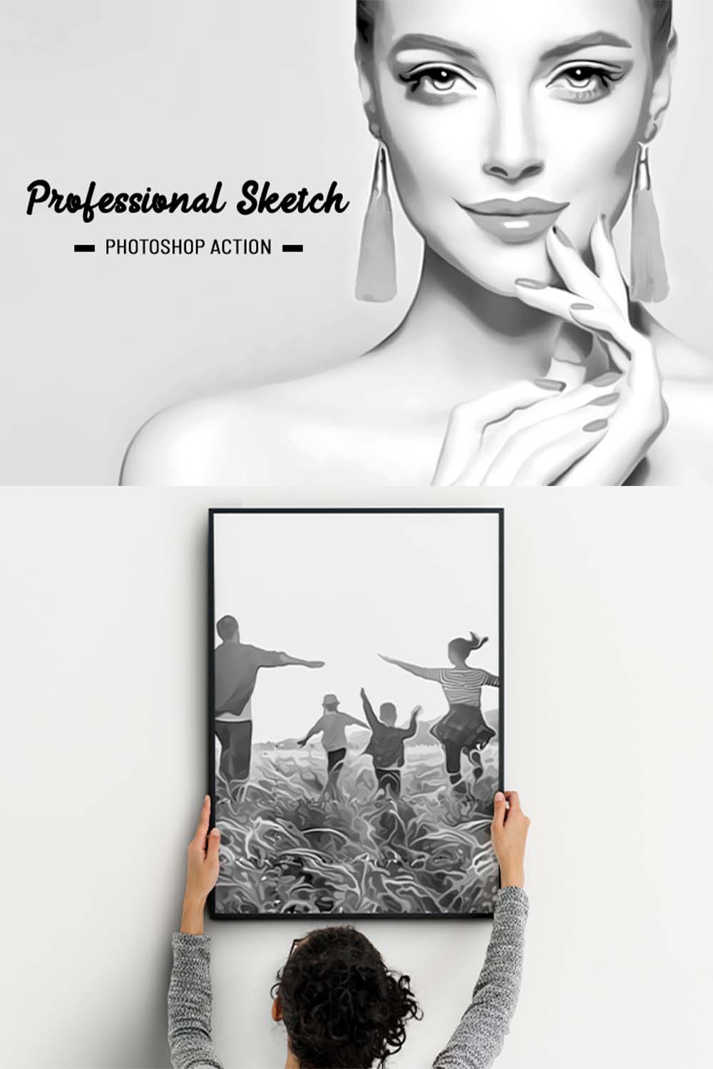 Professional Sketch Photoshop Action pinterest preview image.