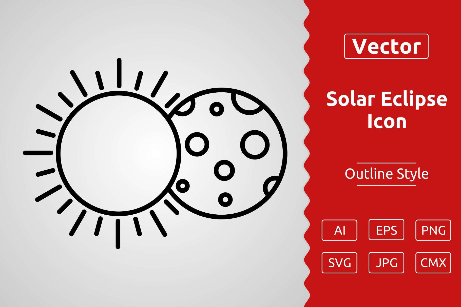 Vector Solar Eclipse Outline Icon cover image.