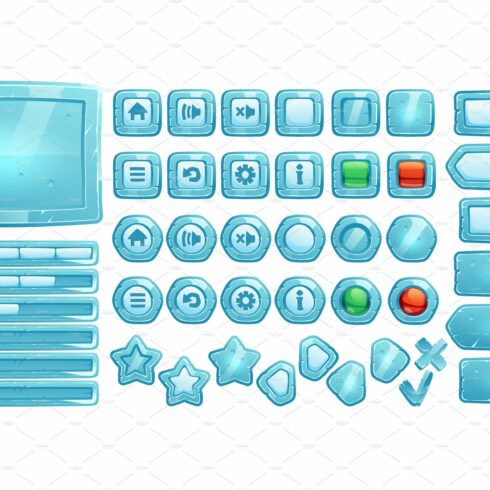 Ice buttons for ui game, gui cover image.