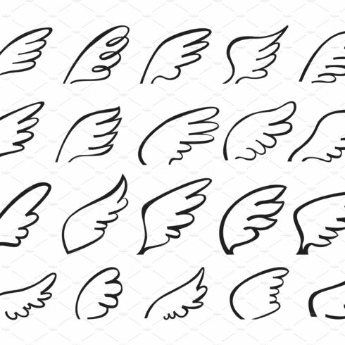 Hand drawn angel wings icon cover image.
