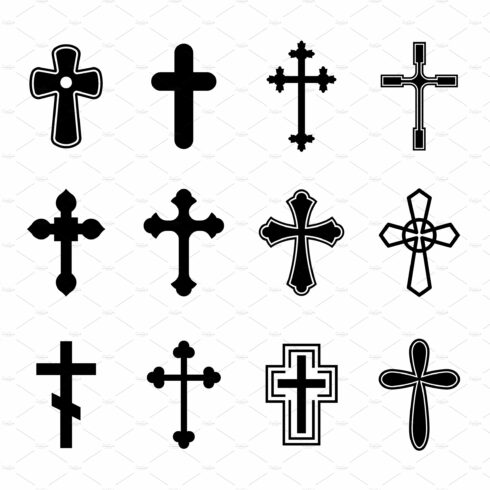 Christian crosses. Cross icons cover image.
