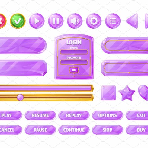 Diamond game ui buttons, pink cover image.