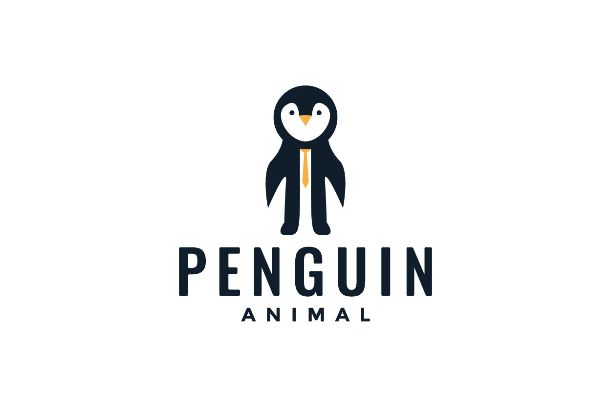 cute penguin with tie logo icon cover image.