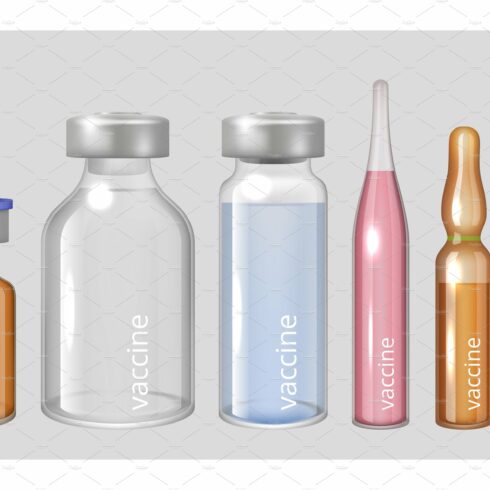 Vaccine ampules. Medical liquid cover image.