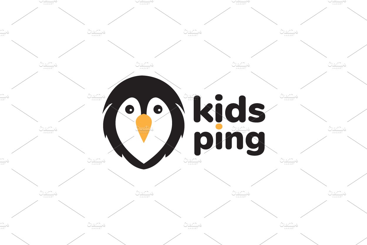 face cute little penguin logo design cover image.