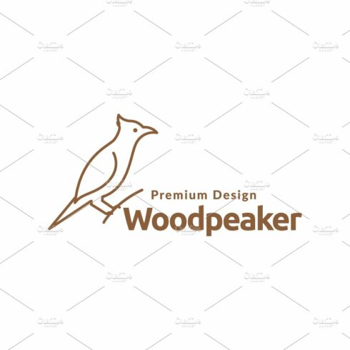 line simple bird woodpecker logo cover image.