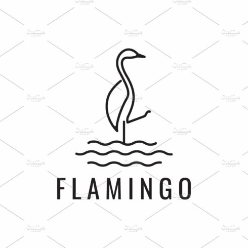 line flamingo simple on lake logo cover image.