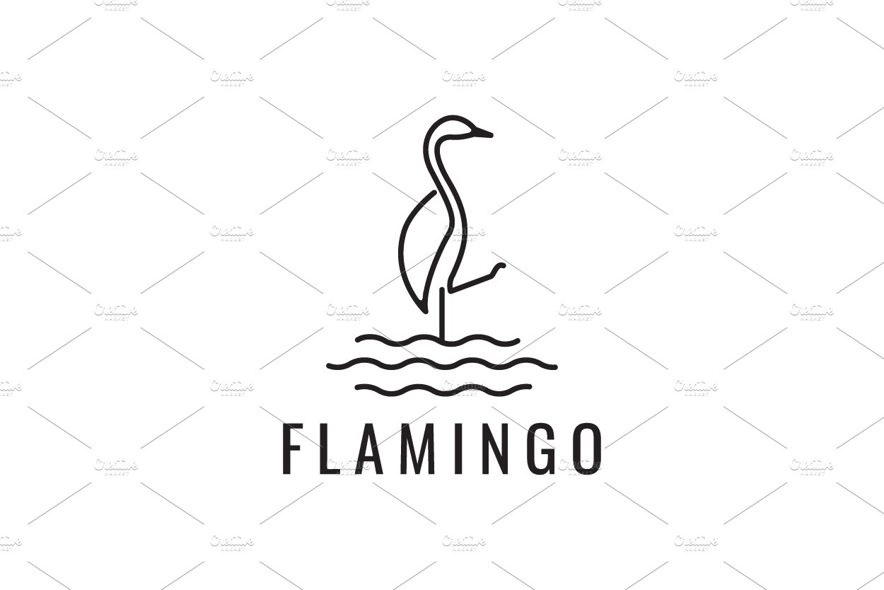 line flamingo simple on lake logo cover image.