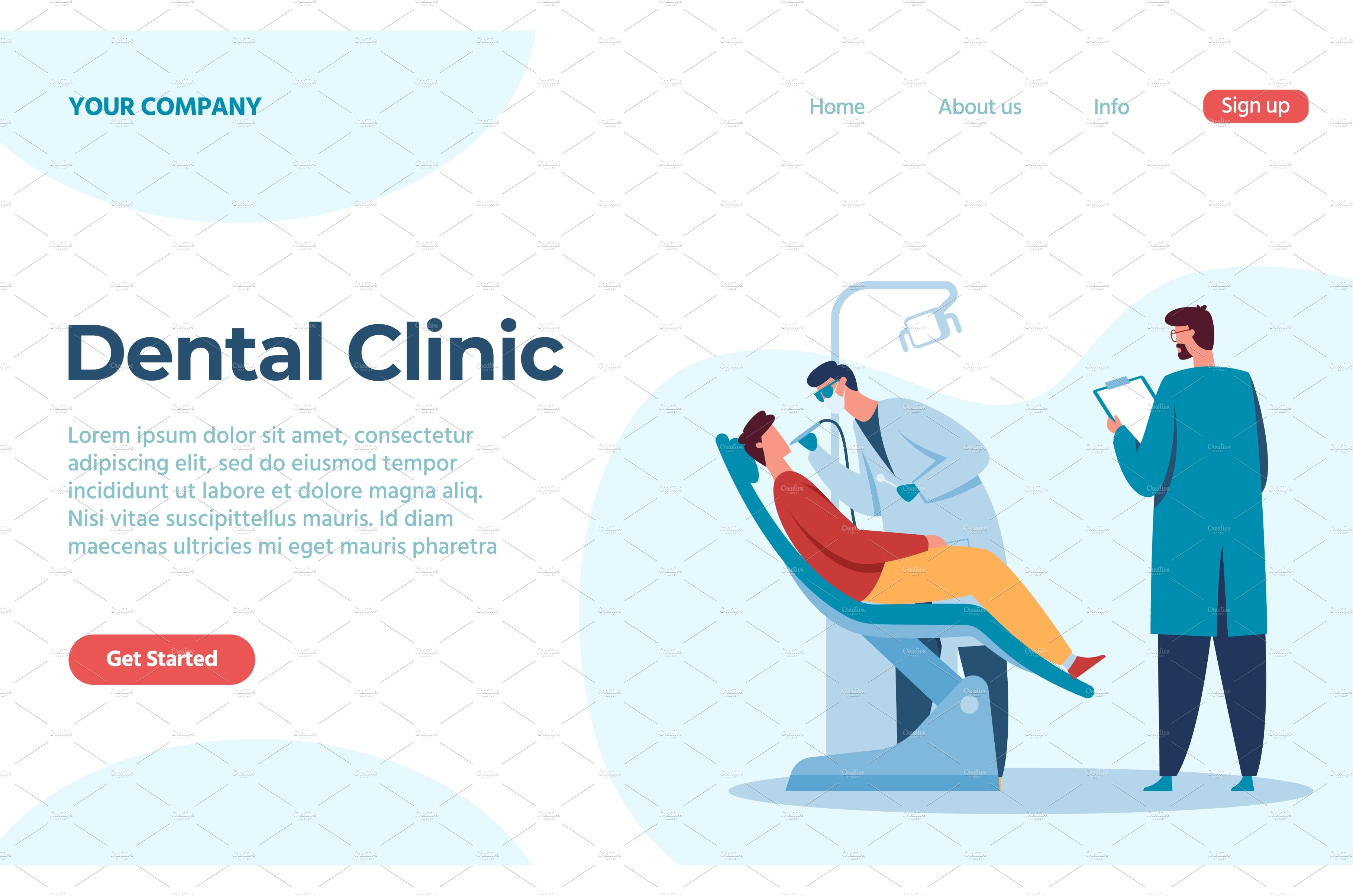 Dental clinic, doctor treat patient cover image.