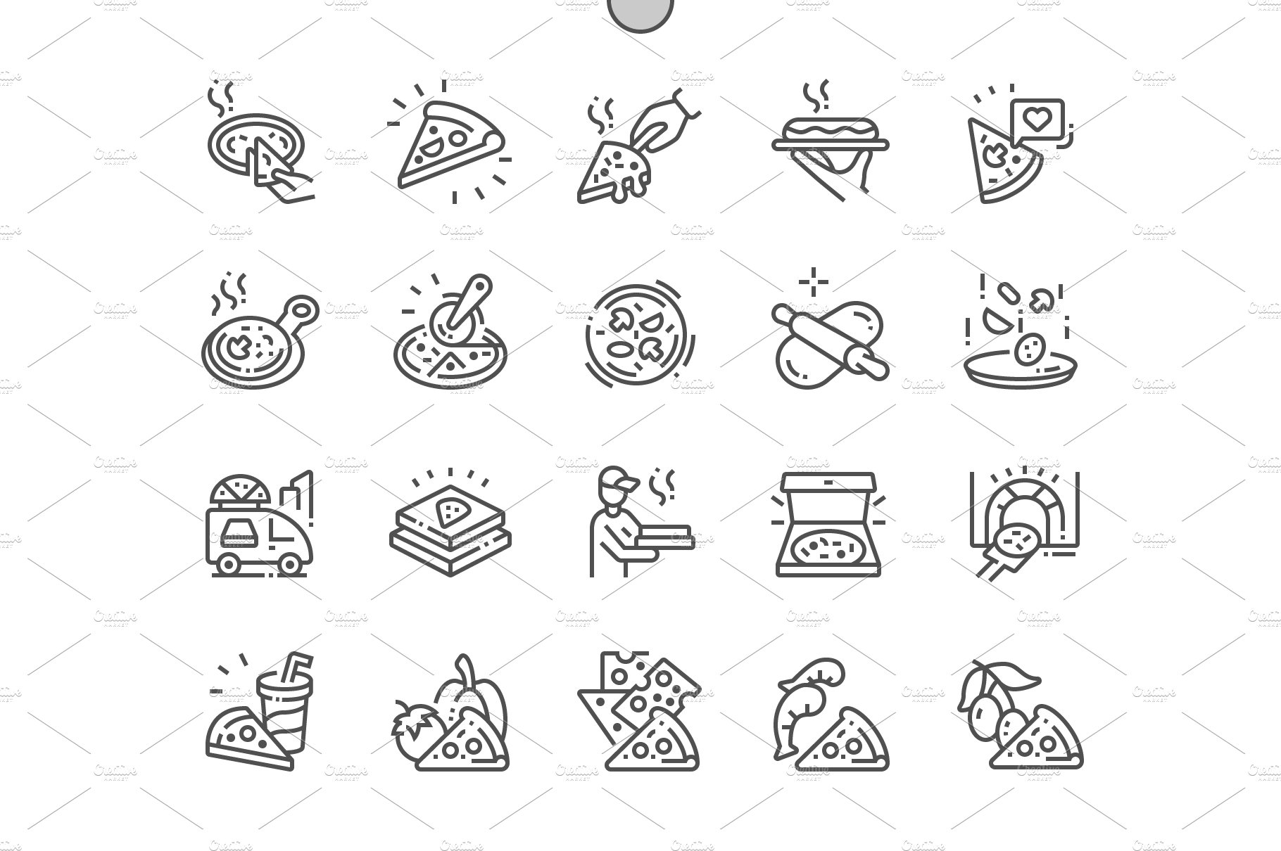 Pizza Line Icons cover image.