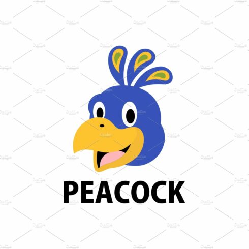cute peacock flat logo vector icon cover image.