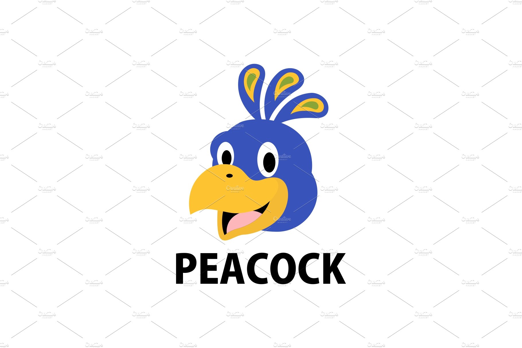 cute peacock flat logo vector icon cover image.