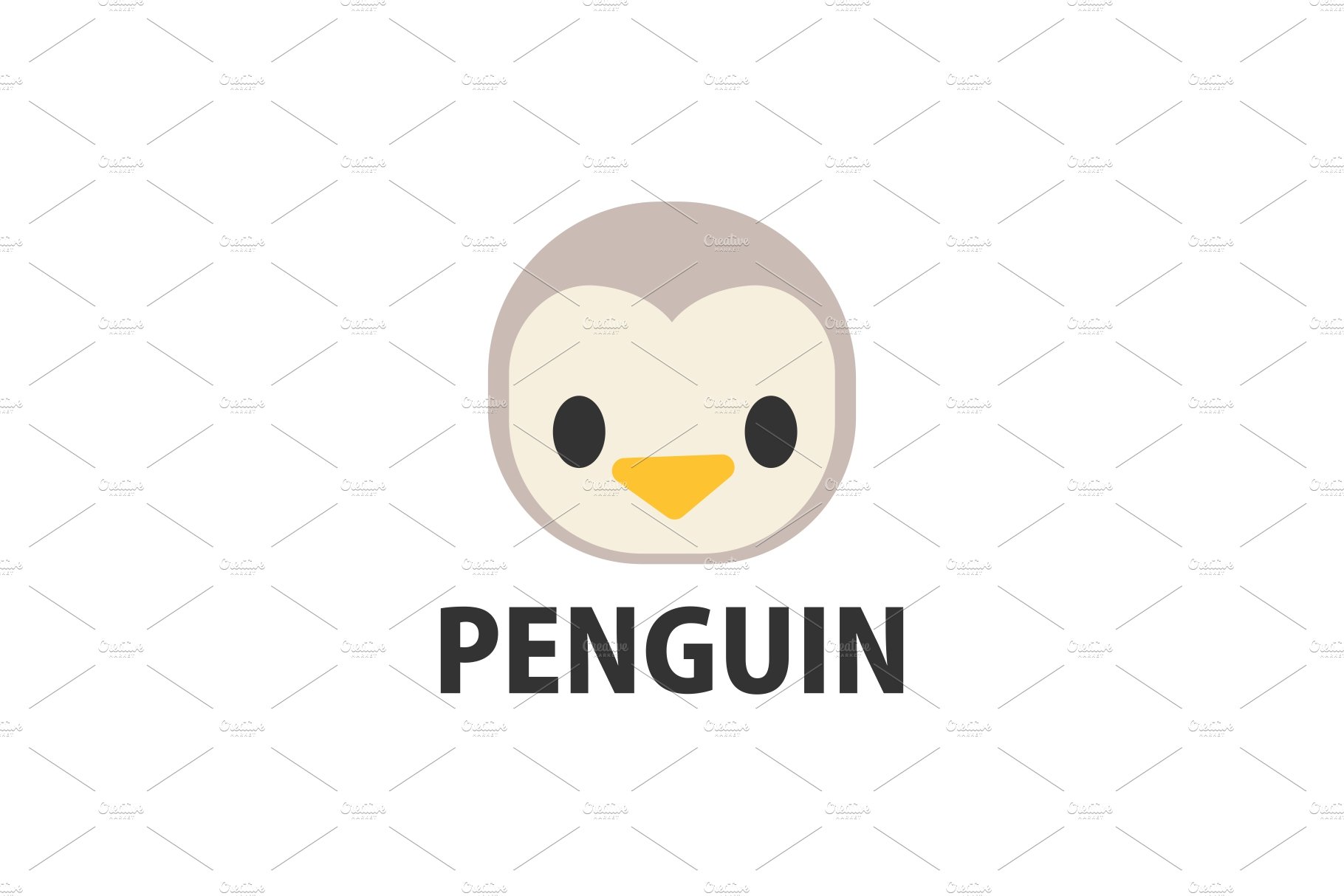 cute penguin cartoon logo vector cover image.