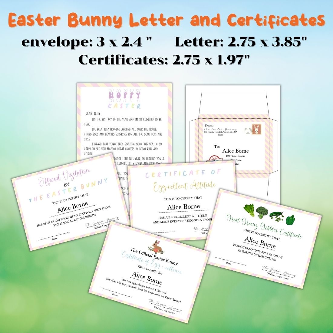 EDITABLE Letter from Easter Bunny and certificates preview image.