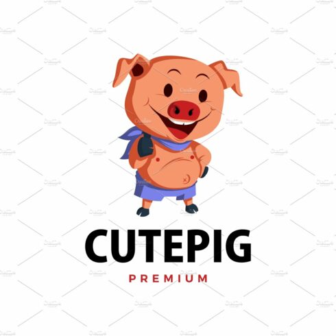 pig thumb up mascot character logo cover image.
