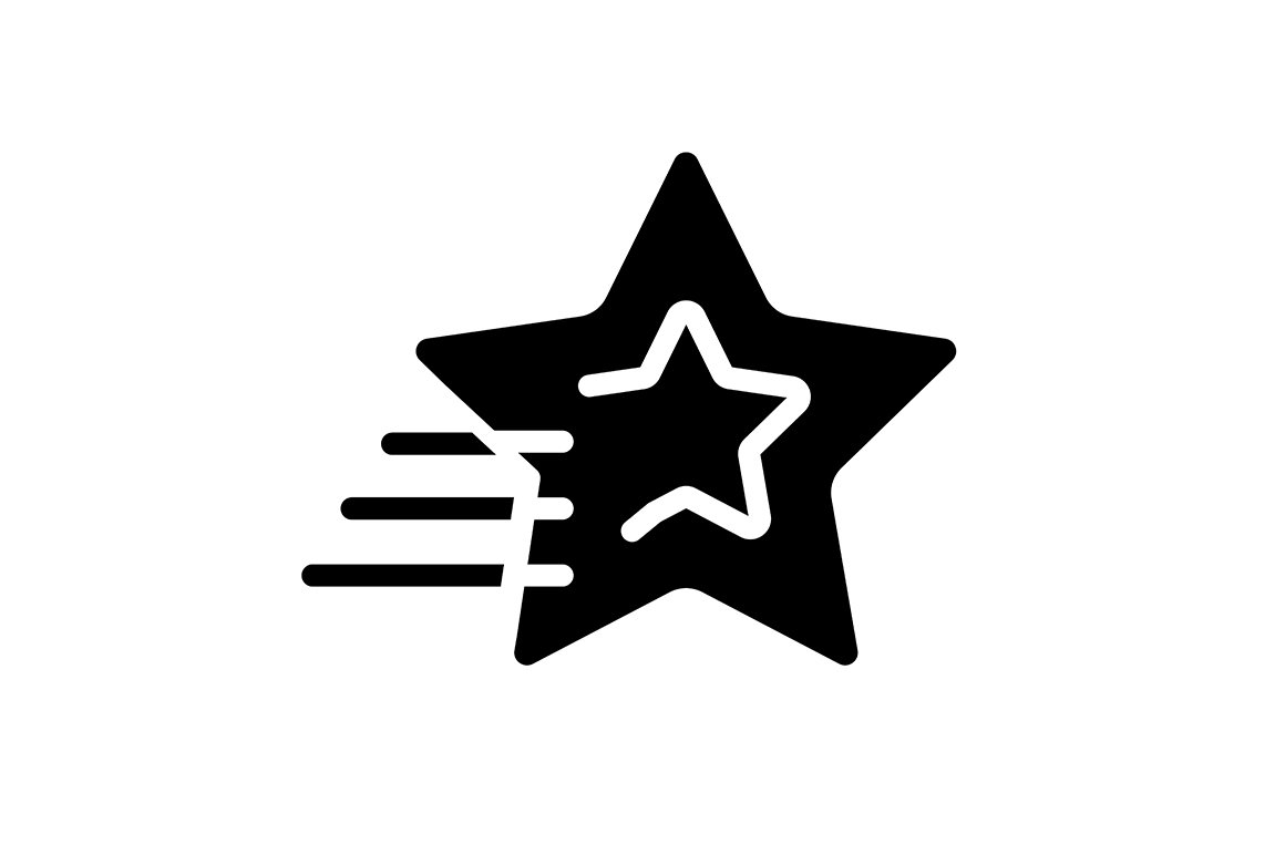 Shooting star black glyph icon cover image.