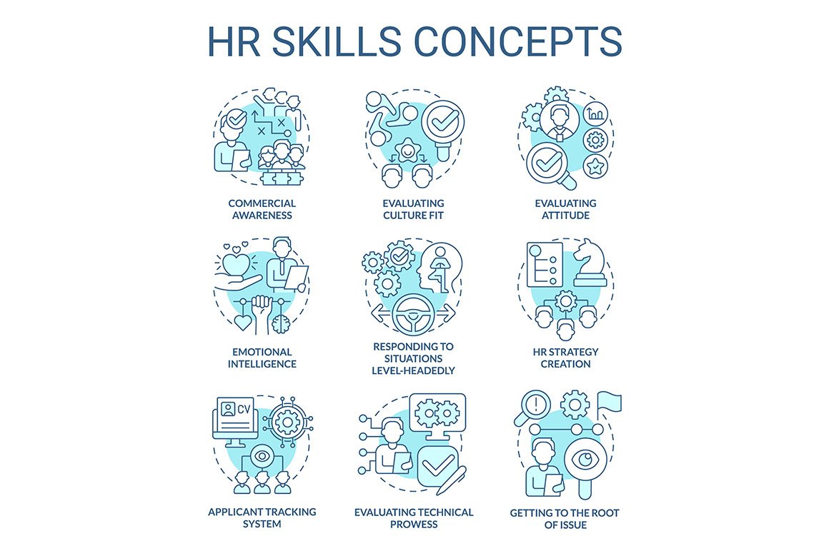 HR skills turquoise concept icons cover image.