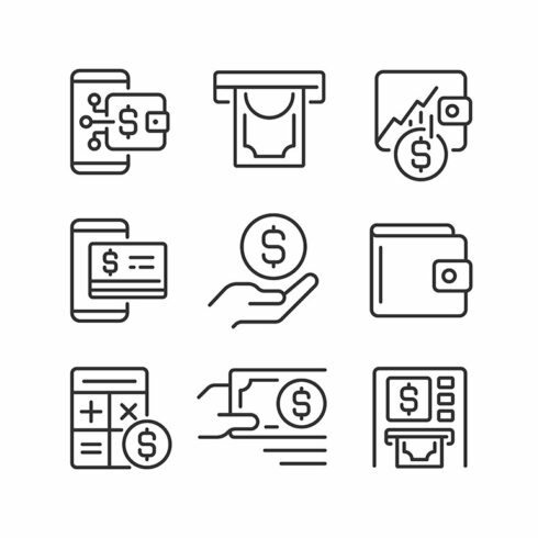 Financial management linear icons cover image.