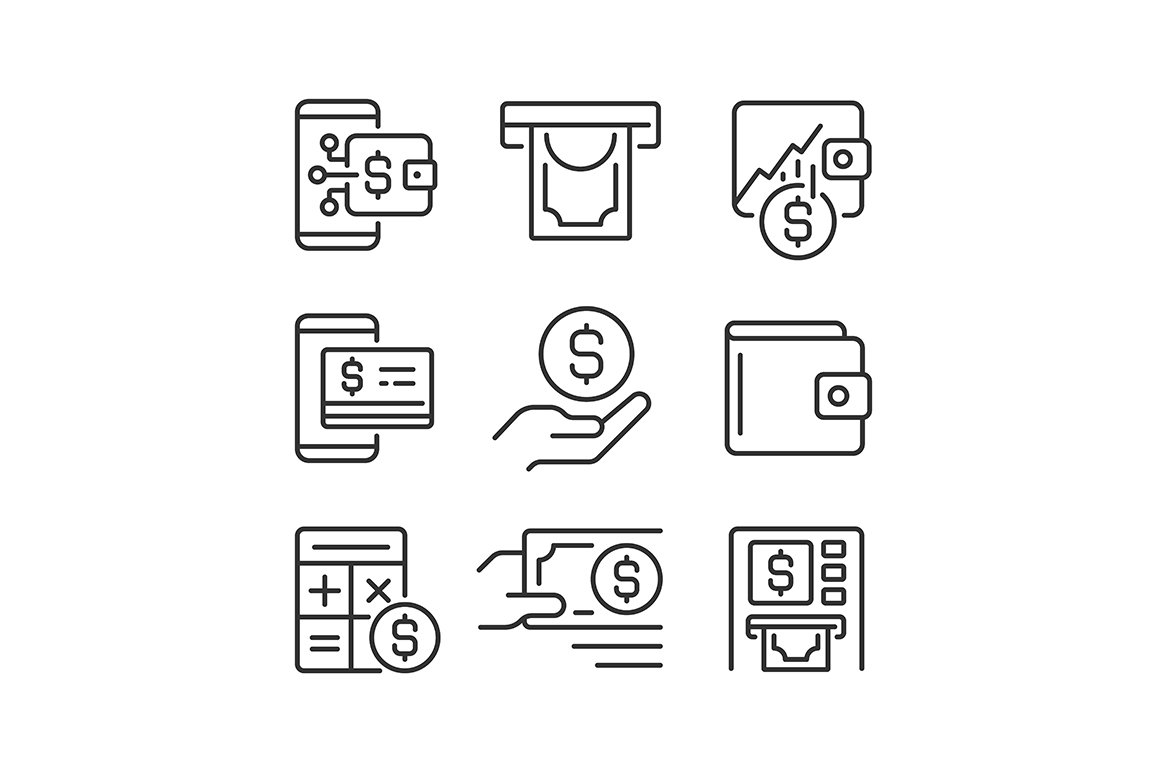 Financial management linear icons cover image.
