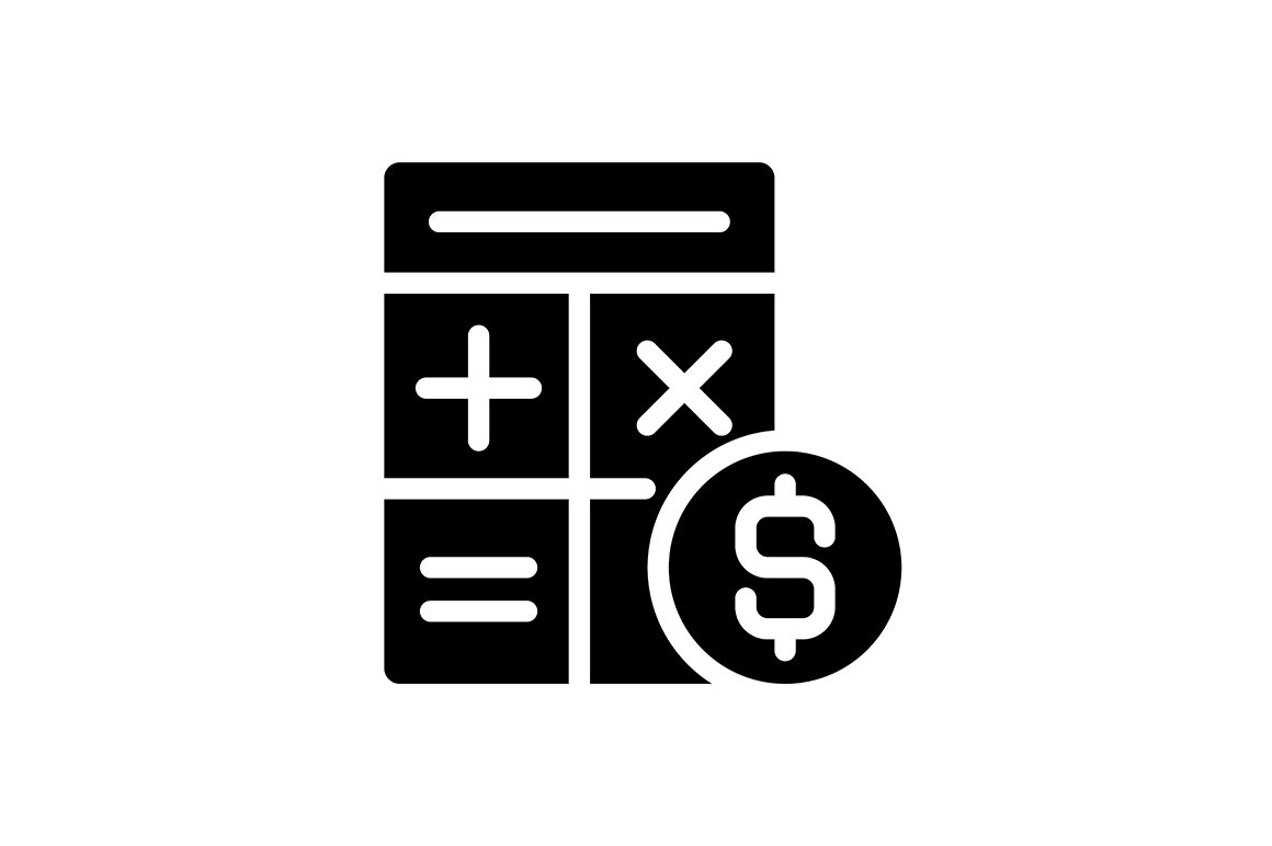 Counting money black glyph icon cover image.