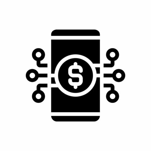 Digital banking black glyph icon cover image.