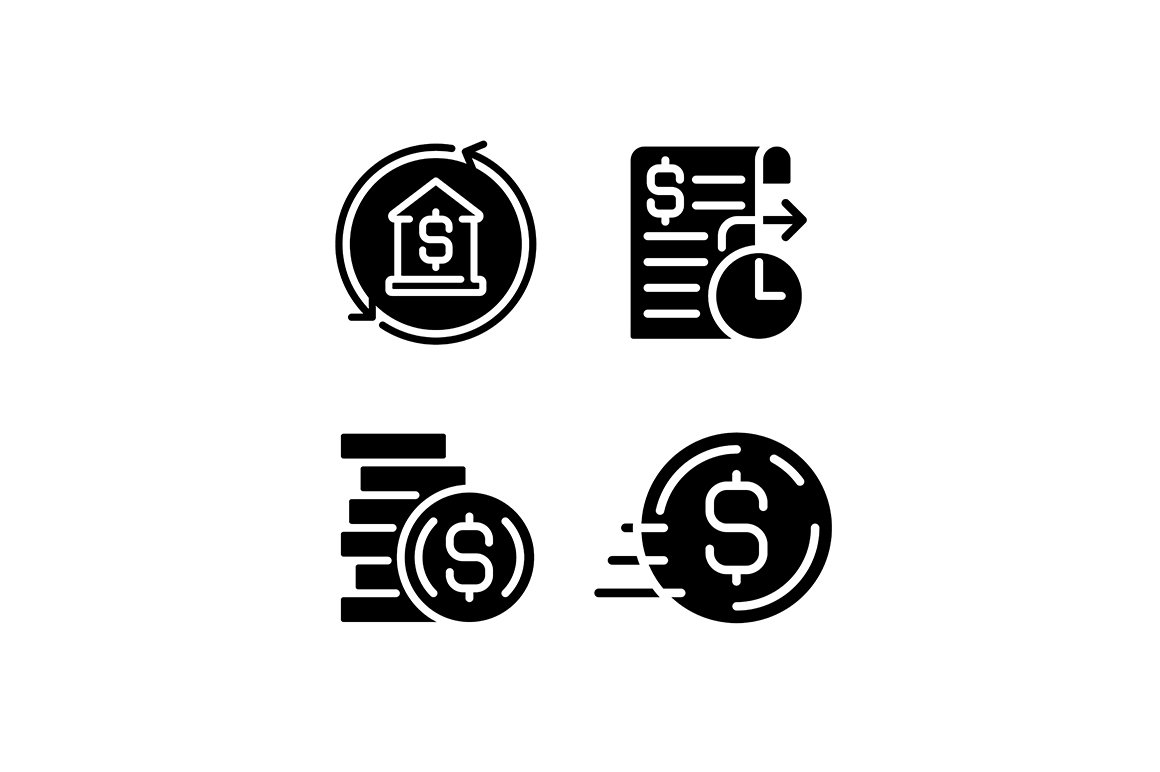 Business banking services icons set cover image.