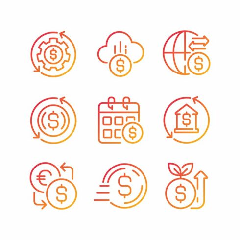 Financial operations gradient icons cover image.