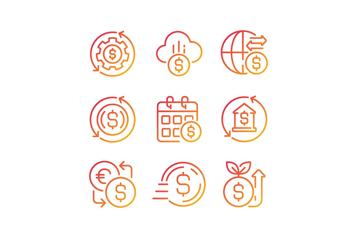 Financial operations gradient icons cover image.