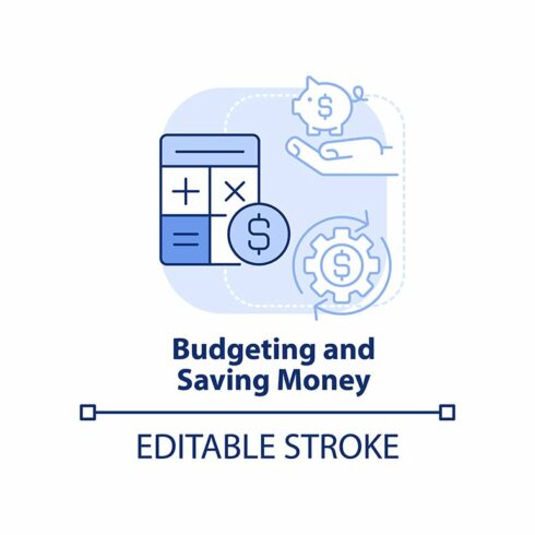 Budgeting and saving money svg icon cover image.