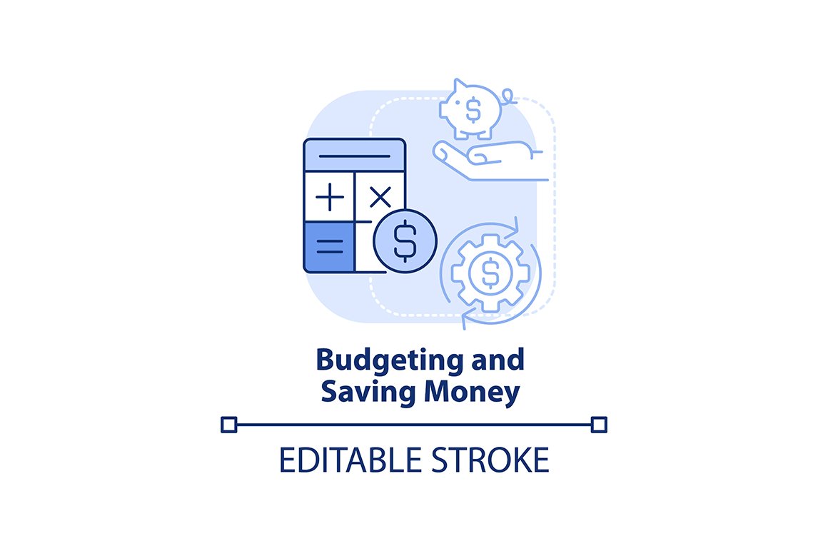 Budgeting and saving money svg icon cover image.