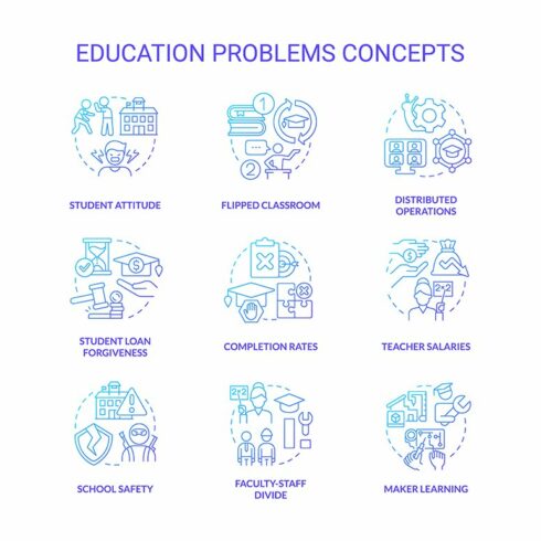 Education problem gradient icons cover image.