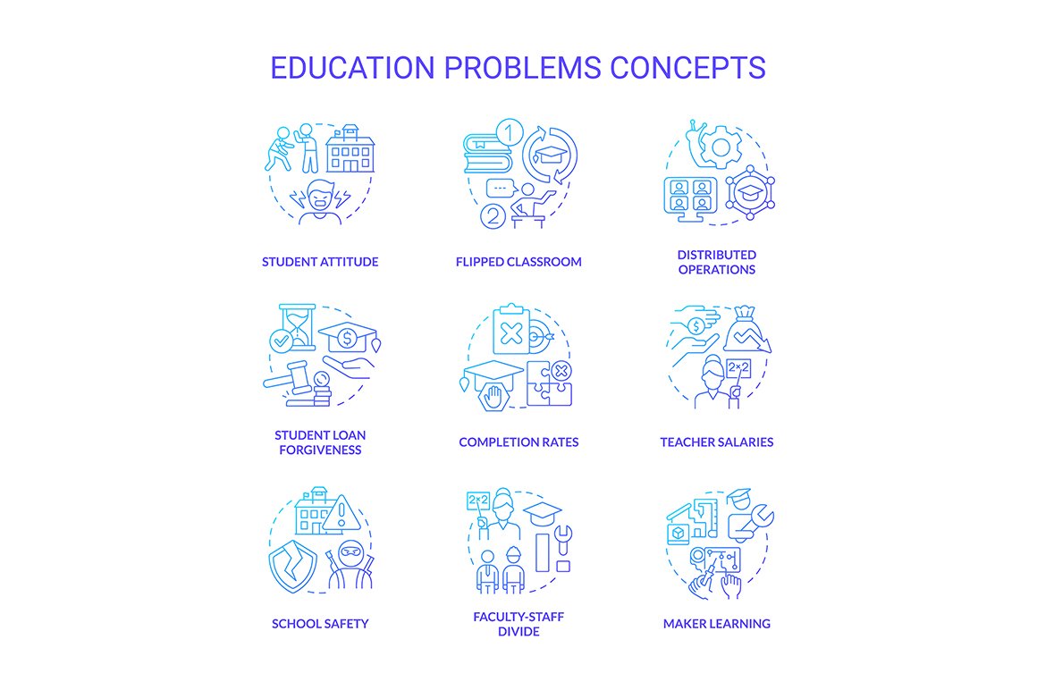 Education problem gradient icons cover image.