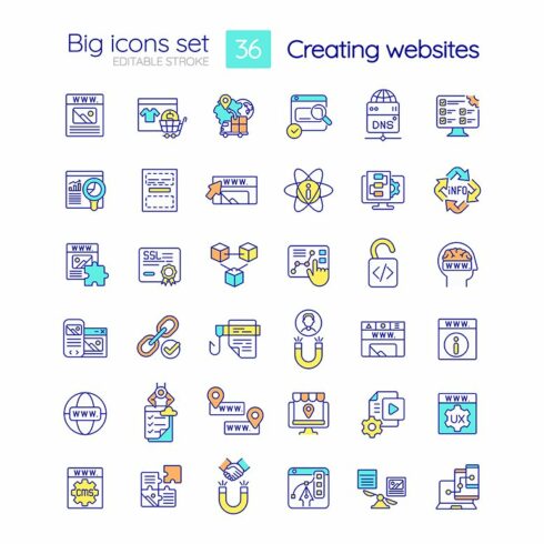 Creating website RGB color icons set cover image.