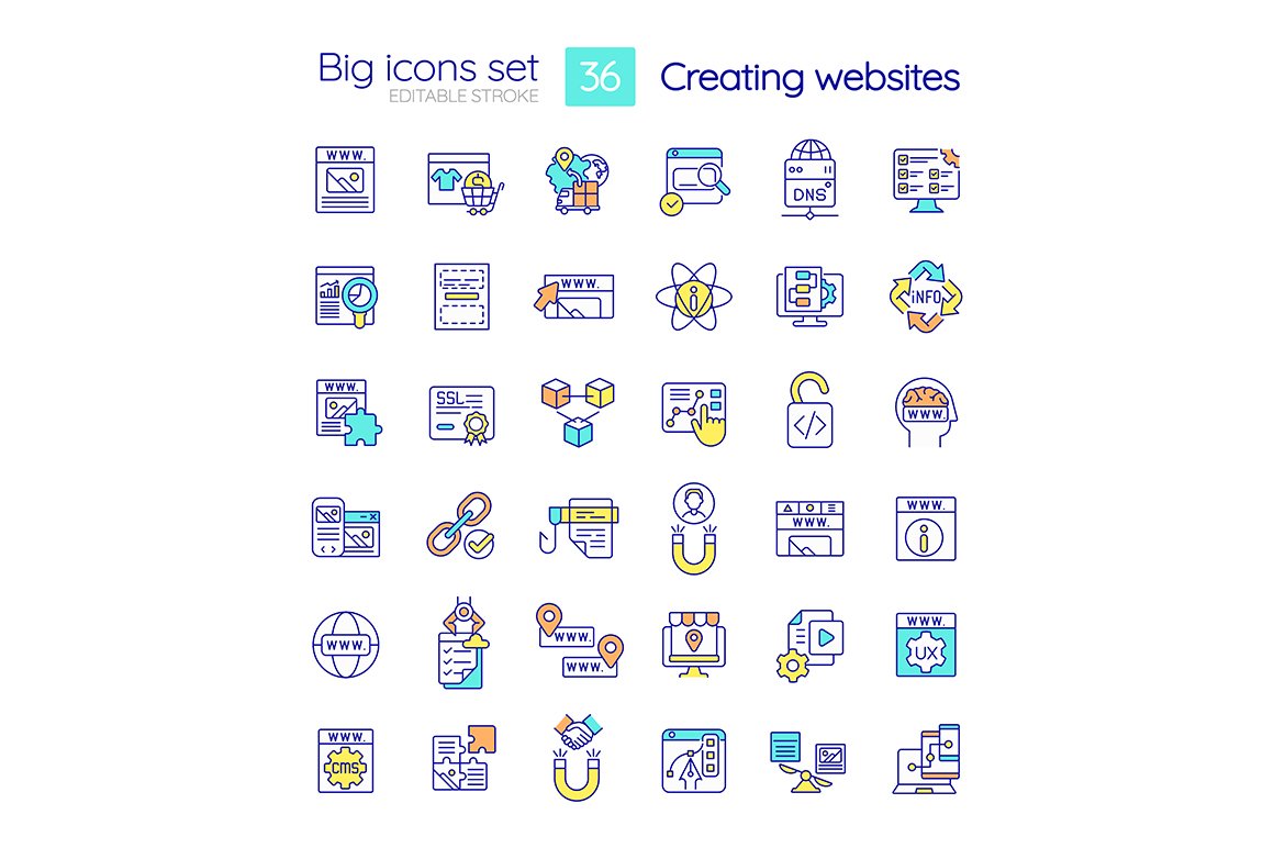 Creating website RGB color icons set cover image.