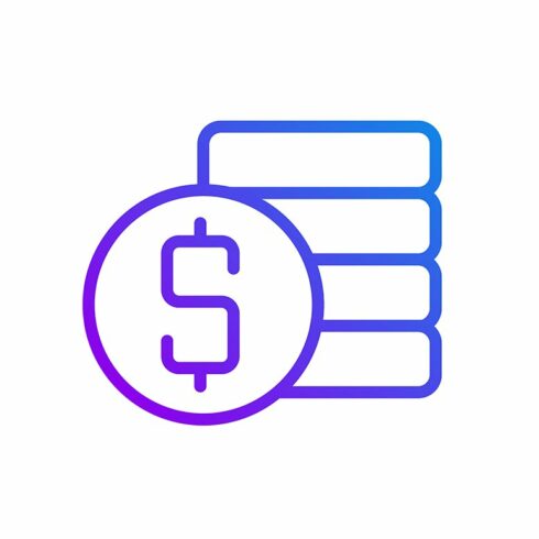 Coins stack and dollar symbol icon cover image.