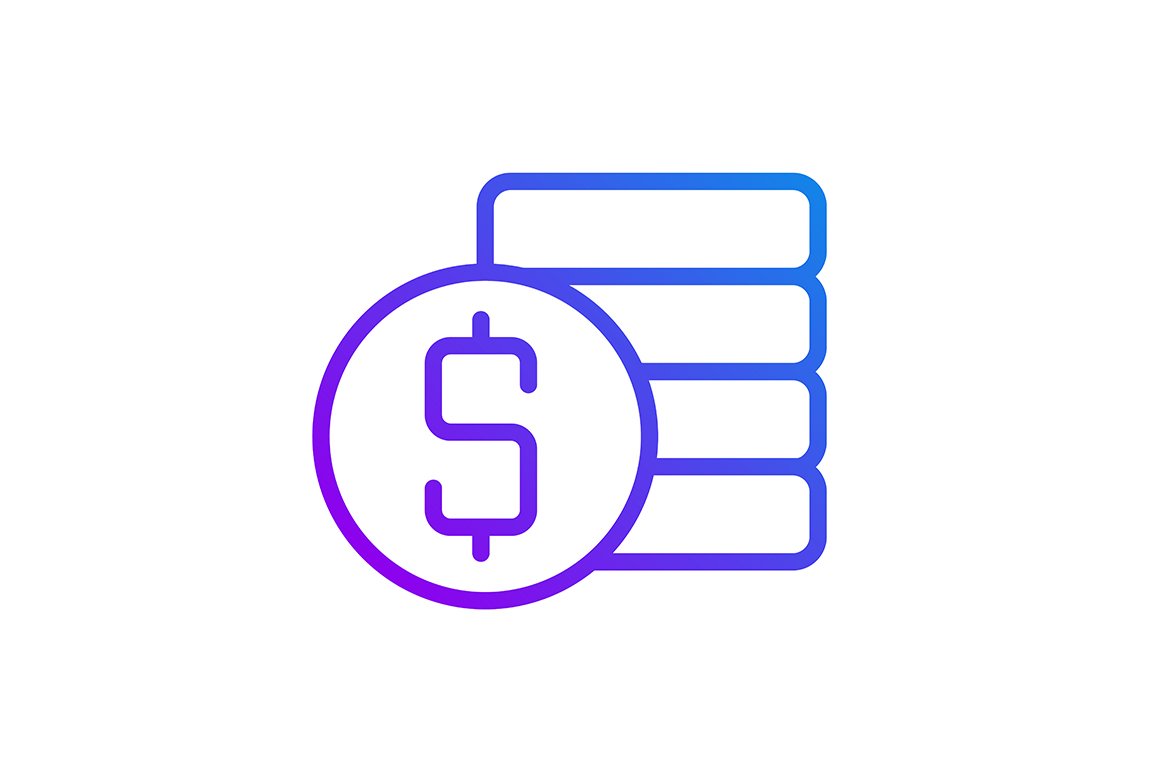 Coins stack and dollar symbol icon cover image.