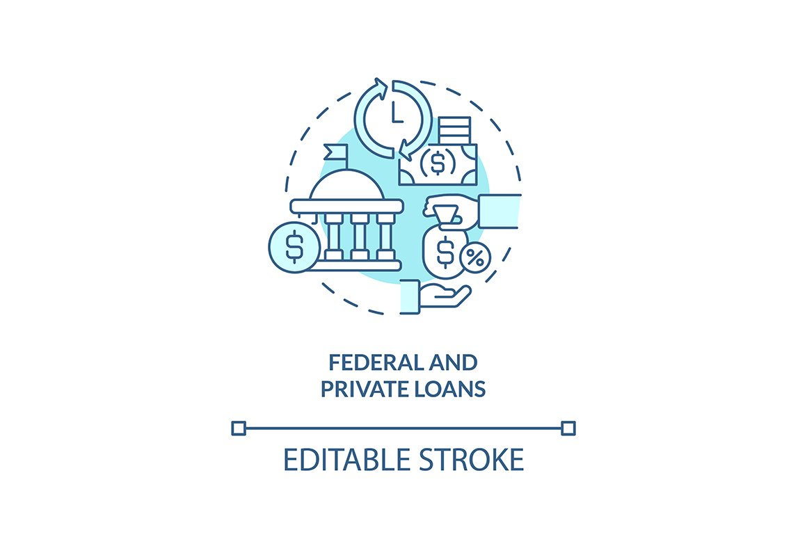 Federal and private loans icon cover image.