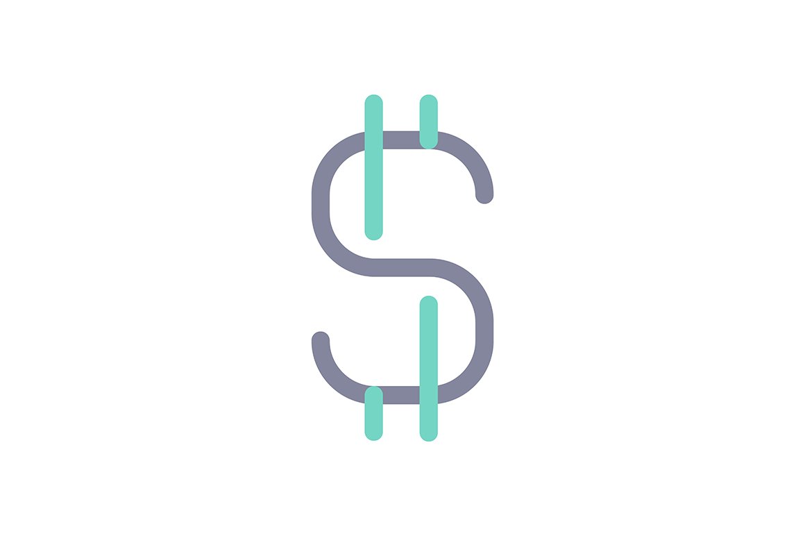 Dollar sign svg flat color ui icon cover image.